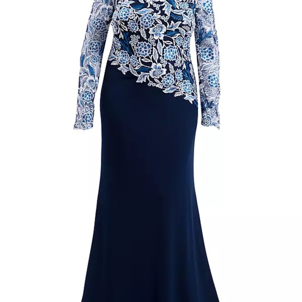 Elegant Blue Floral Lace Dress